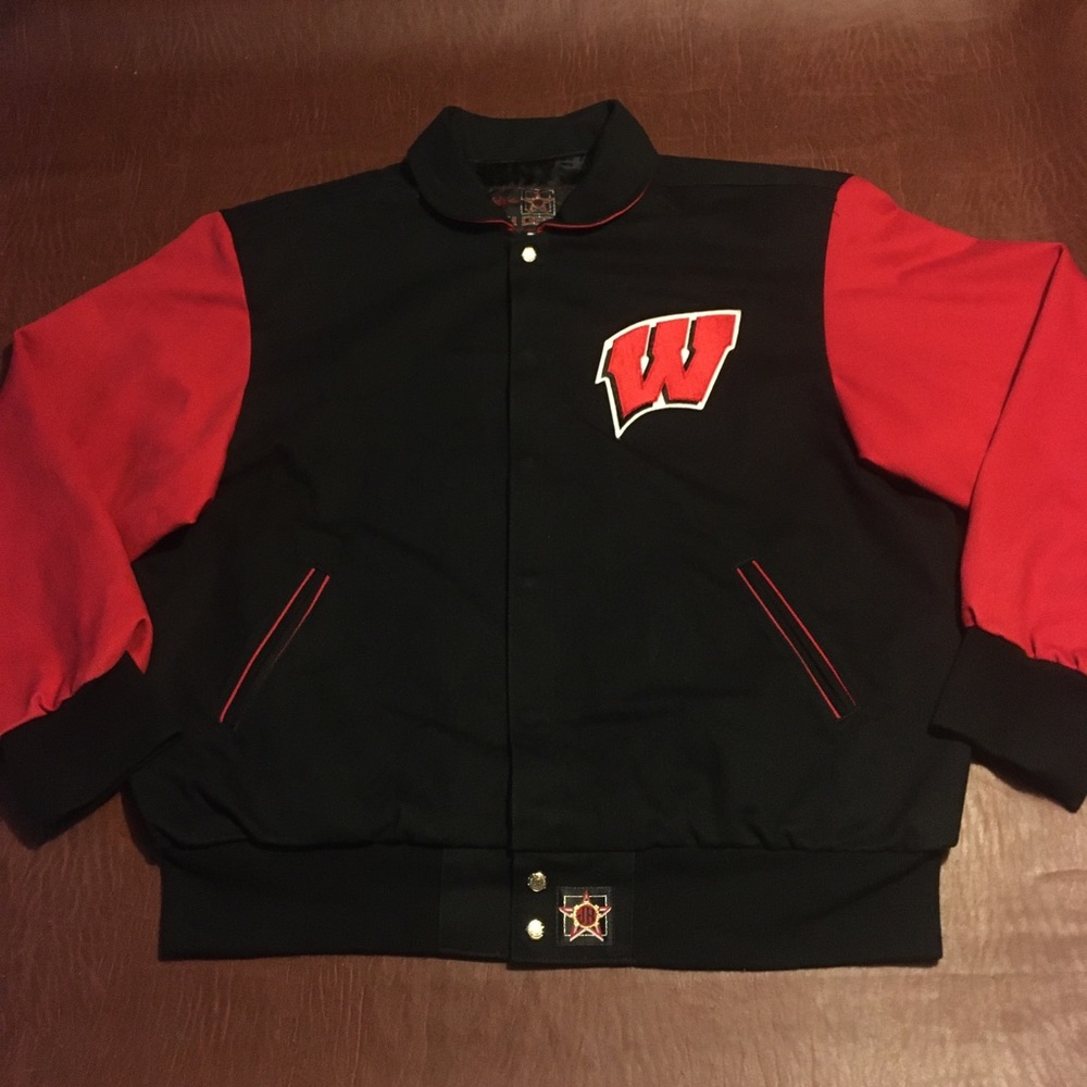 Vtg Rare Jeff Hamilton JH WI Badgers NASCAR Jacket